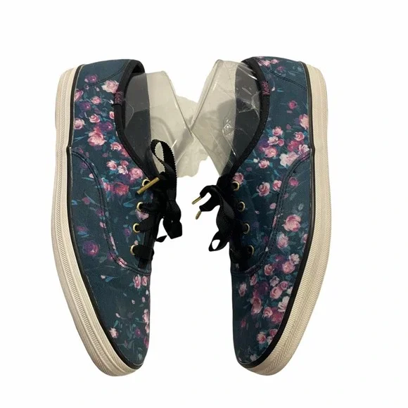 Keds Sneaker Canvas Blue With Pink Roses Floral Size 9.5 - Picture 4 of 6